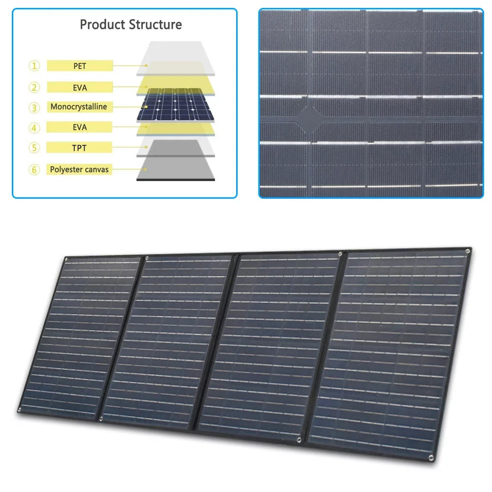 12 Hiking, watt Power Solar exterior Kit 4 Charge Generator 20A Black for Charger volt x Station XINPUGUANG Battery Controller Panel Leisure 200w Camping, Foldable Solar 12v 50
