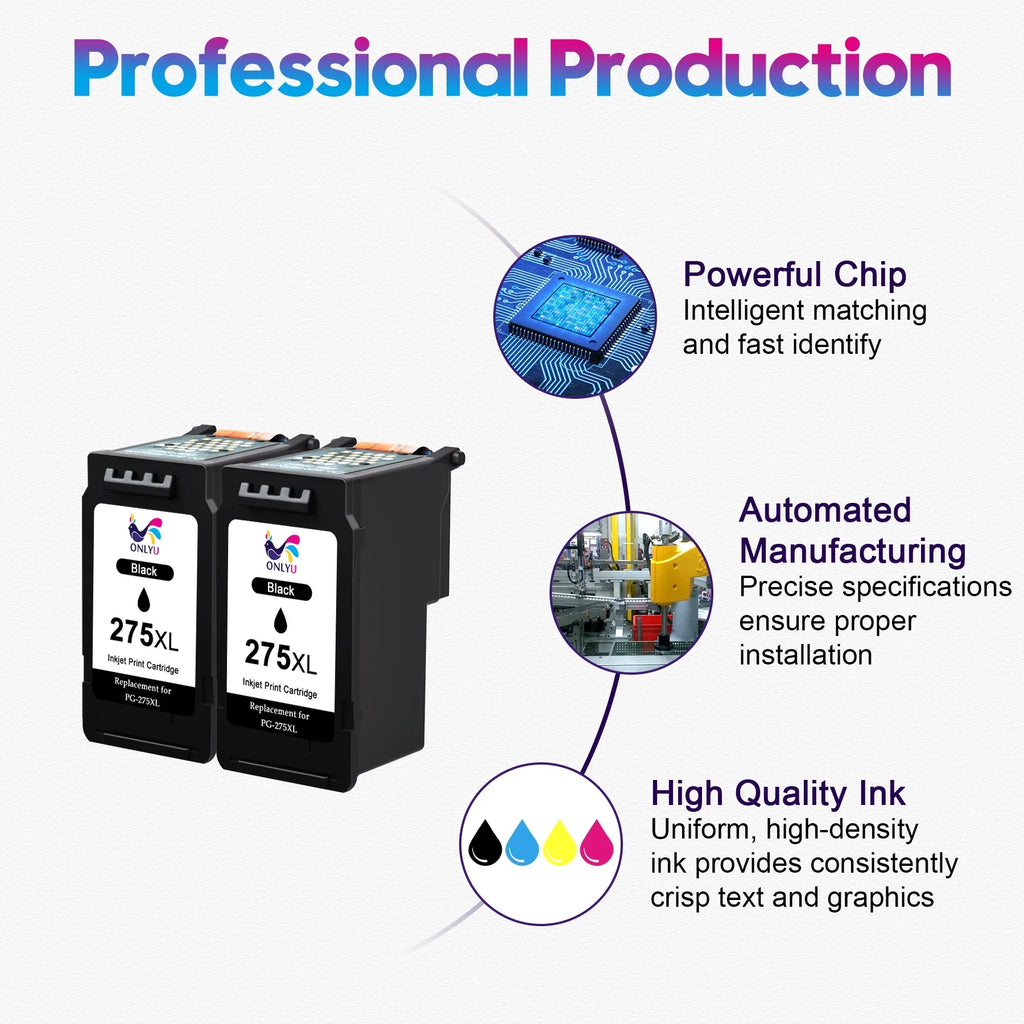 275Xl Black Ink Cartridge For Canon 275 Pg-275 Xl Black Pg275 Xl Pg275Xl High Yield Ink For Canon Printer Pixma Ts3522 Tr4720 Ts3520 Ts3500 Tr4700 Ts3500 Series(2 Pack)