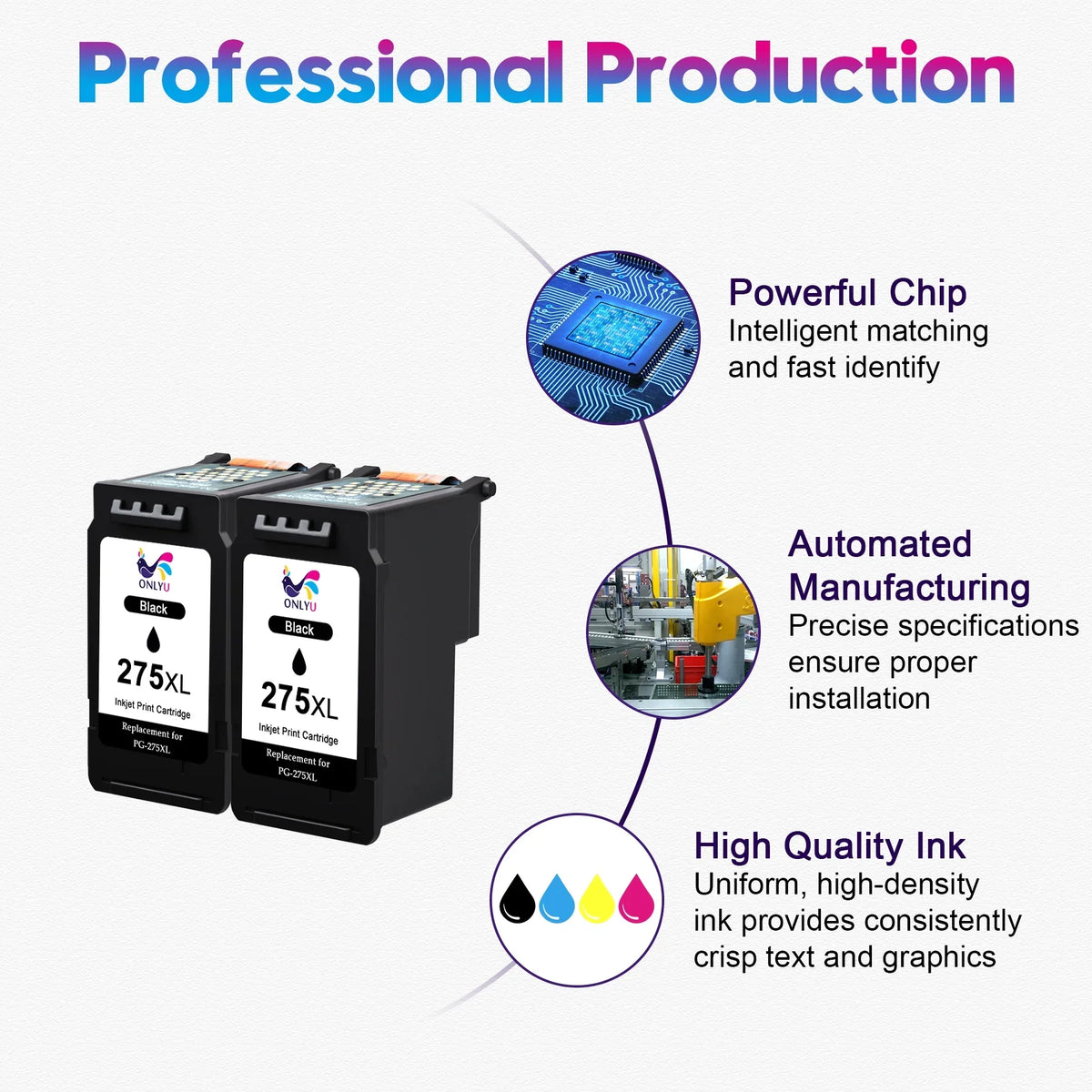 275Xl Black Ink Cartridge For Canon 275 Pg-275 Xl Black Pg275 Xl Pg275Xl High Yield Ink For Canon Printer Pixma Ts3522 Tr4720 Ts3520 Ts3500 Tr4700 Ts3500 Series(2 Pack)
