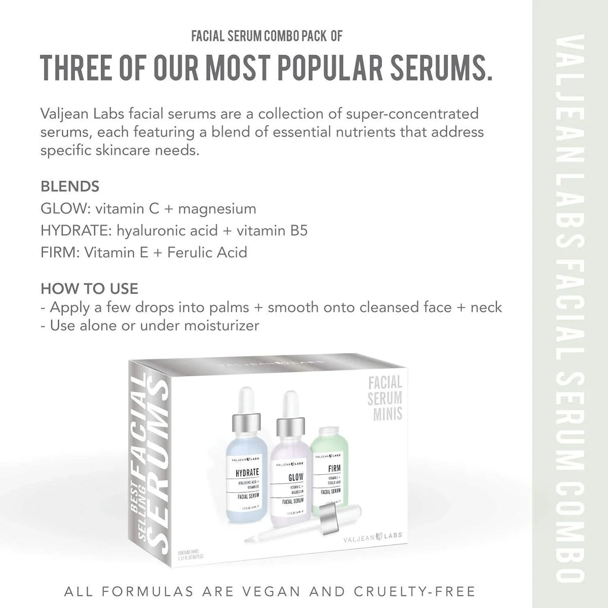 Hydrate, Bottles Supercharged, Combo Free, Serum, Targeted and Skincare Labs Ingredients - Glow, Cruelty of Free, Pack Facial Paraben - Valjean 1oz Firm
