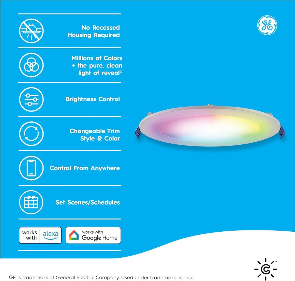 Changing 13 Amazon Lights, Lights, , Wafer Color HD+ (3 CYNC and Full LED YGDU Fixture, Watts, and Reveal with Alexa 4 Smart Works Inches Pack) Downlight LED