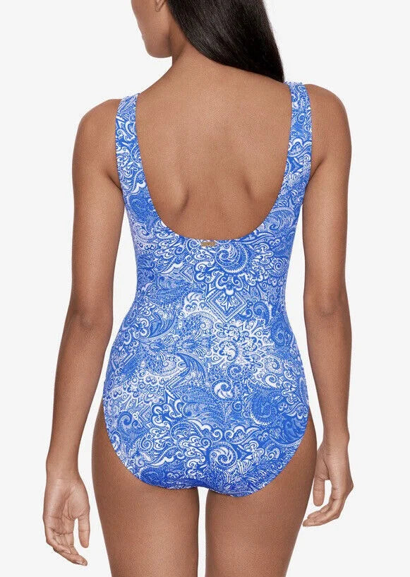 Swimsuit One-Piece Ralph Printed Ruffled Tummy-Control Lauren