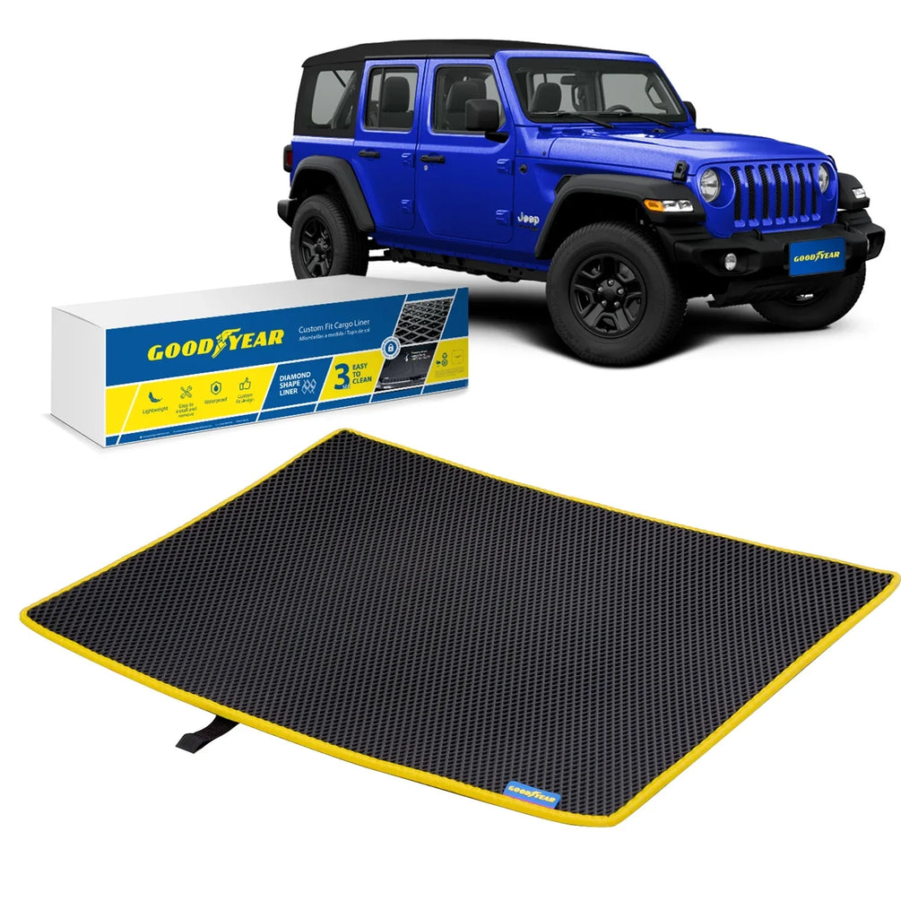 Mat Jeep Shape, Luggage Wrangler Cargo Trapping Cargo Fit with Custom Anti-Slip Technology Dimond for Trunk Liner, Heavy - Liner Waterproof, Duty GY004562 - Liquid 2019-2024 Liner & - Dirt Goodyear