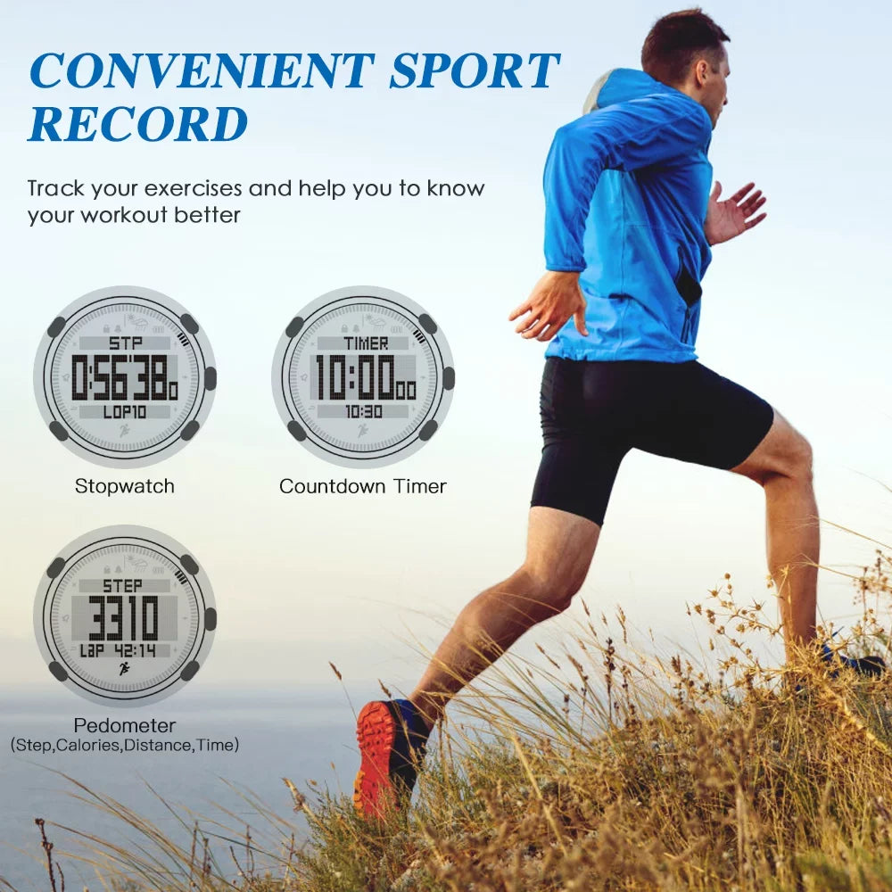 Sunroad Barometer Altimeter Compass Thermograph Weather Forecast Men Watch 50Meters Water-Resistant Multifunctional Sports Watch For Mountaineering Running Trekking Camping