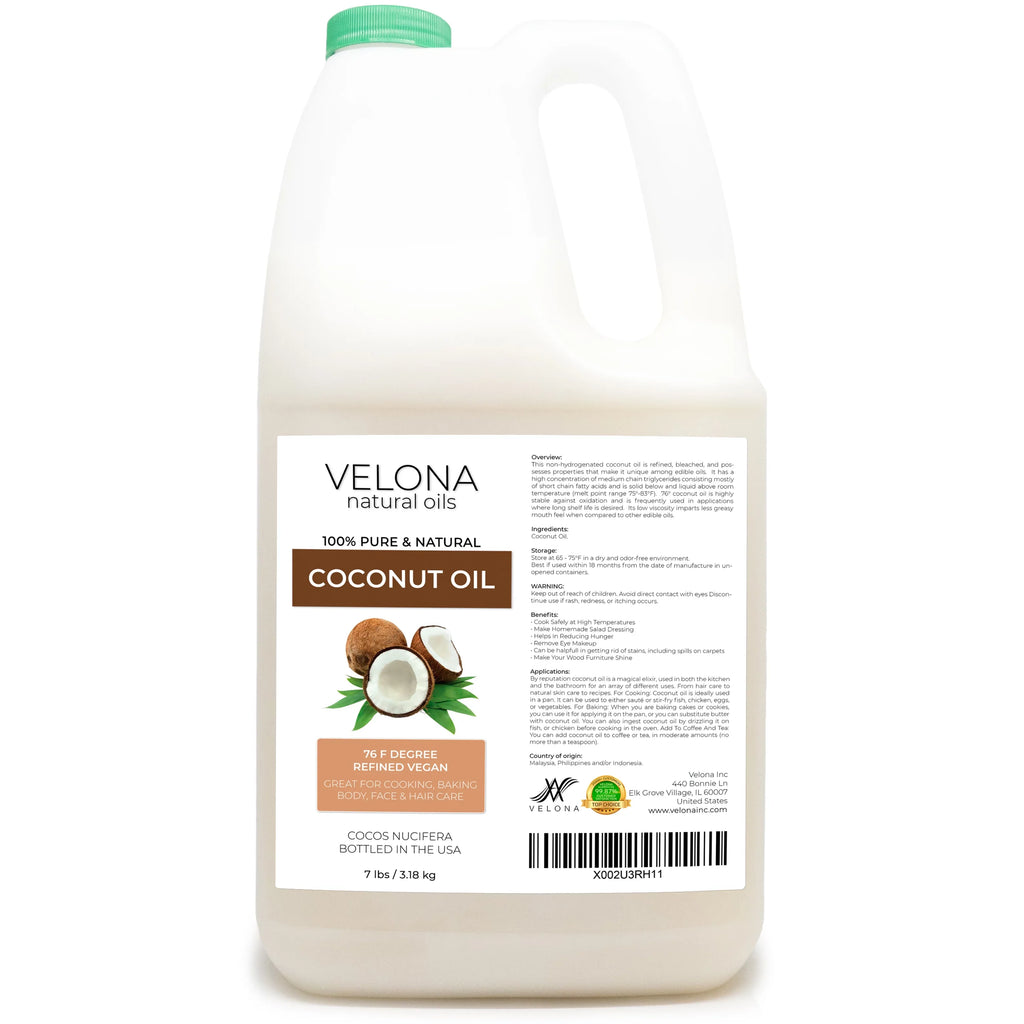 | Refined, Carrier 76 Oil - pressed Coconut Cold 7 Oil | | Hair Natural Skin, Degree Body, jar lb Face, Pure and 100% | Care in Velona