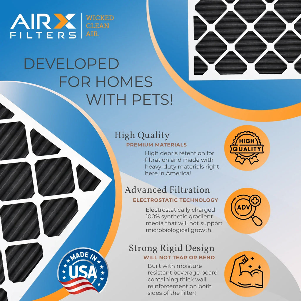 5 AC HVAC Carbon Made MERV 8 FILTERS AIRX 12x12x1 WICKED MPR Odor 700 to FPR Filter Premium USA Air by Furnace Filter AIR. Filters Pack & Comparable Eliminator 12x12x1 CLEAN 6