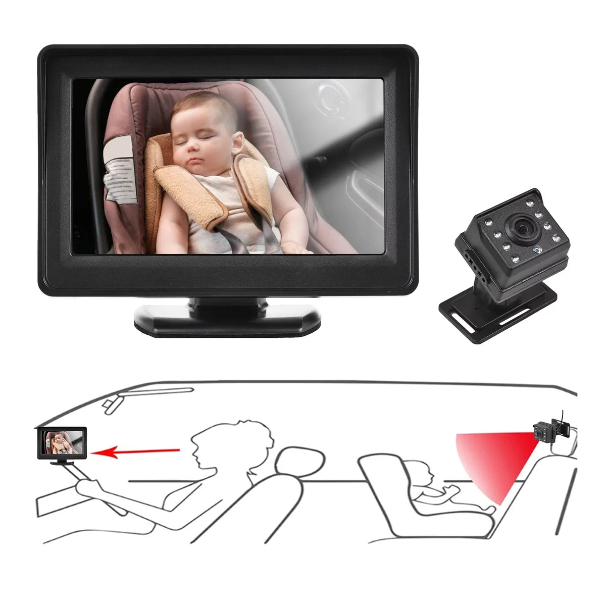 Camera Easy Mirror 150° Vision Baby Camera View Mirror Mirror Baby Baby Monitor Monitor Seat Baby Wide Car Baby Pristin Seat View Car Car Car Car Invigilator,Inch 1080P car Baby Monitor Rear Seat