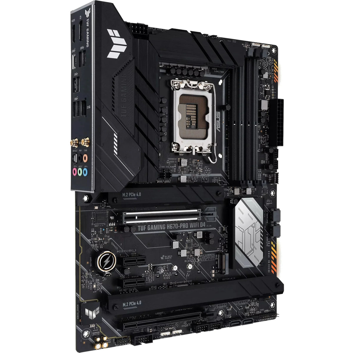 LGA 12th Front WiFi LAN, WIFI TUF 3.2 Gb D4 ATX 5.0, Gen) ASUS H670-PRO (Intel (PCIe 14+1 4xPCIe M.2 1 2.5 6, Gaming 4.0 Slots, 1700 Motherboard DDR4, USB DrMOS, Type-C) GAMING &13th Gen