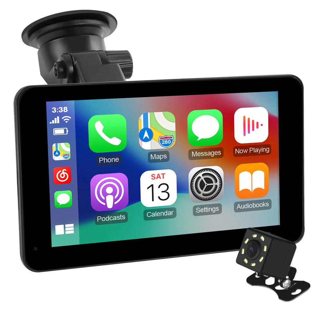 Navigation, Radio Camera Portable Car Full AUX, Control, Auto Car Screen 7 Android & Stereo, Car Voice Touch Bluetooth, with Carplay Backup Receiver Inch Transmitter, FM Portable HD Wireless