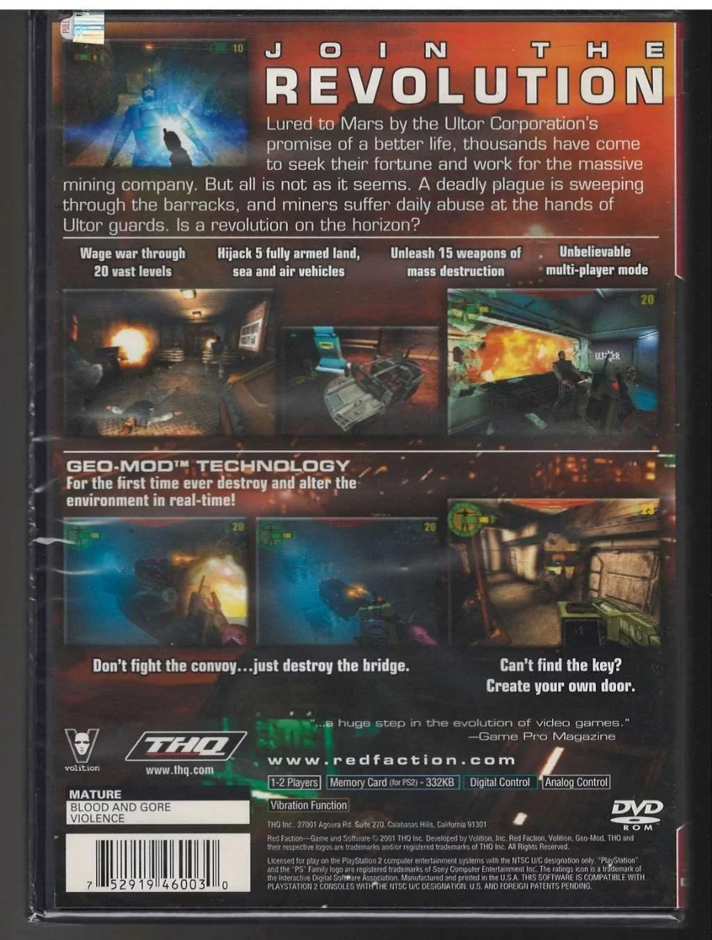 Red Faction (Greatest Hits) Ps2 (Brand New Factory Sealed Us Version) Playstatio