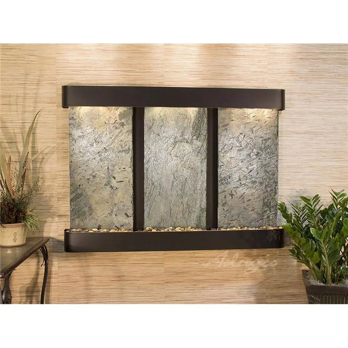Adagio Ofr1502 Olympus Falls Round Wall Fountain - Blackened Copper-Green Natural Slate