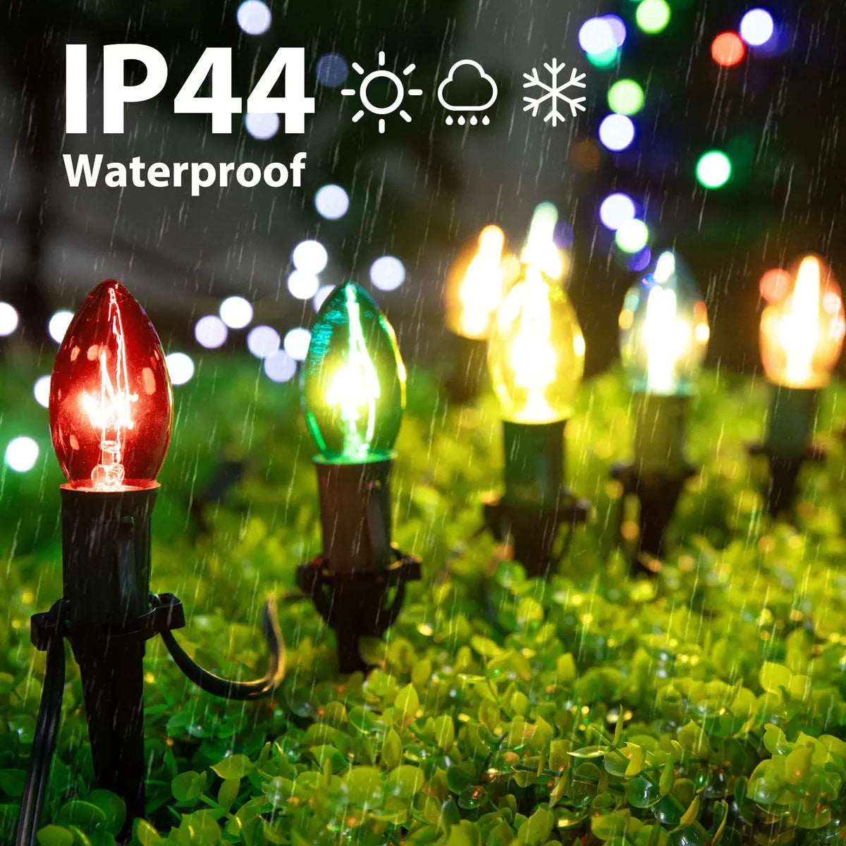 Alljoy Christmas Lights Outdoor C9 Christmas Pathway Lamp Patio Driveway Walkway Yard Stakes 51.5 Feet (2Sets)