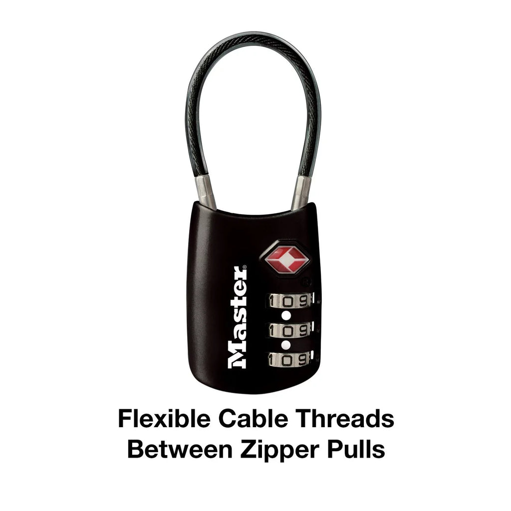 1-3/16In (30Mm) Wide Set Your Own Combination Tsa-Accepted Luggage Lock With Flexible Shackle; Black