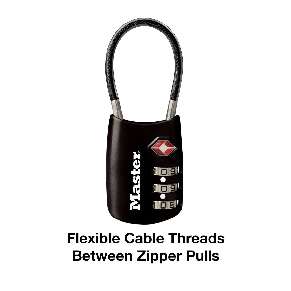 1-3/16In (30Mm) Wide Set Your Own Combination Tsa-Accepted Luggage Lock With Flexible Shackle; Black