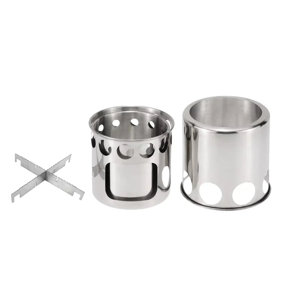 Stove Cooking Hiking Camping Set Wood Fishing Backpacking Stove and Pot Portable for Combo Arealer Burning