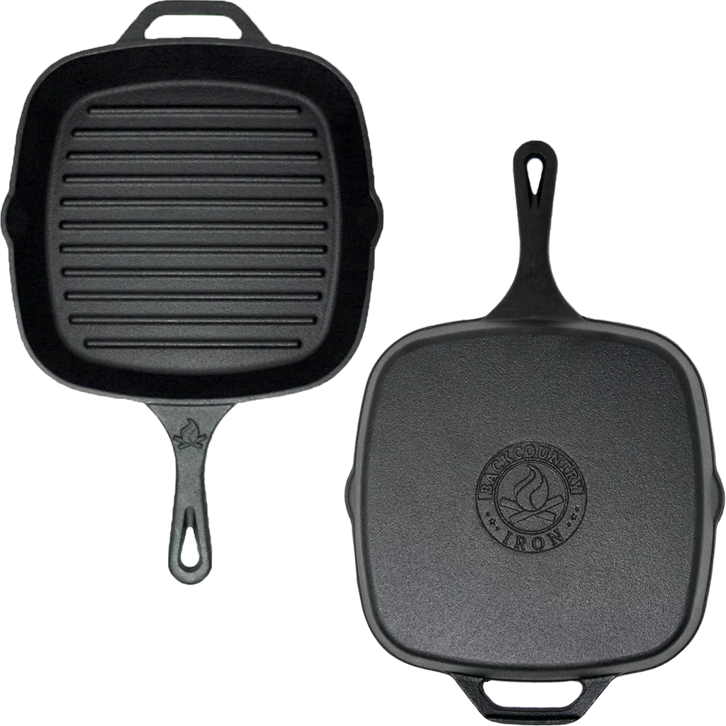 Square Medium 8 Pan Inch Grill Iron Backcountry Iron Cast Pre-Seasoned