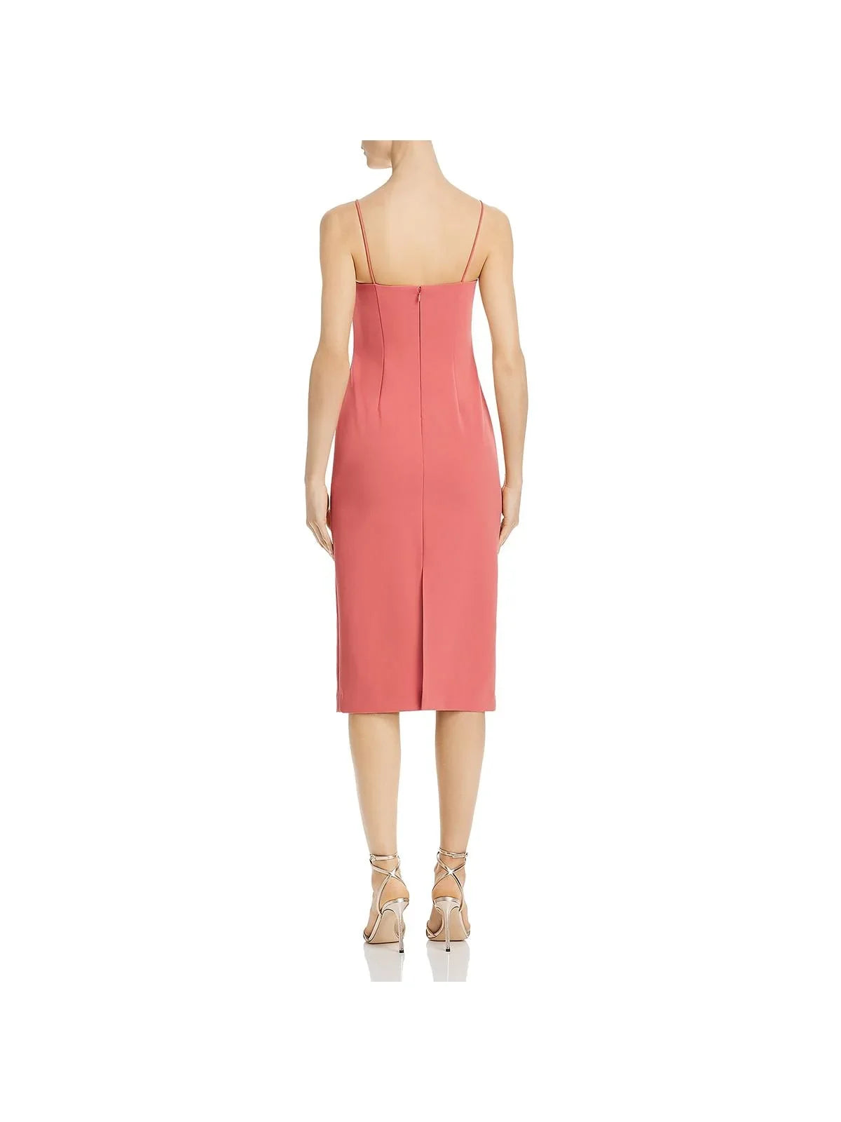 The Evening outfit JILL Coral Spaghetti Womens Below Strap STUART Knee Sheath 10