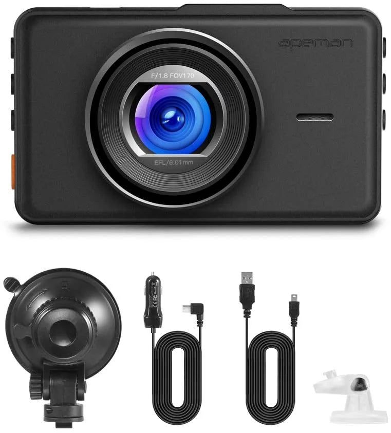 Monitor, 170° C450 Camera 3" Parking Dash APEMAN Car 1080P Black Cam Angle Screen, FHD Wide