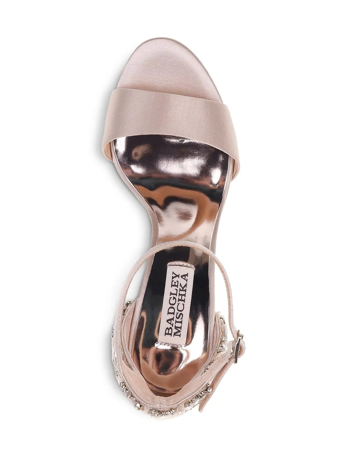 Round BADGLEY Seina Toe Strap M Buckle outfit Heel Embellished 10 MISCHKA Beige Ankle Womens Heeled Sandal Block