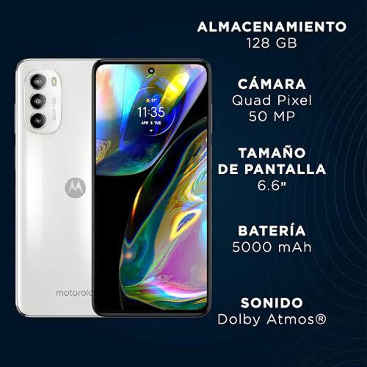 Speakers Single 50MP G82 Only Storage OLED Moto NO | Internal 128GB Atmos OIS | CDMA| Display | 6.6" 6GB RAM 120Hz SIM W/Dolby Motorola Version GSM - Camera 5G International (White) | Stereo Main + |
