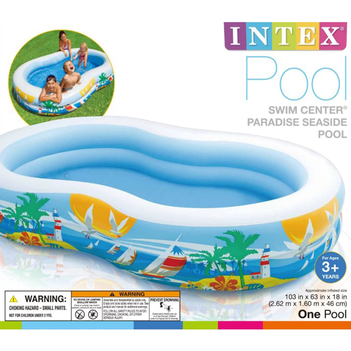 Inflatable & Intex Electric Seaside 8.5’x5.25’x18” Pump Pool Paradise Air Kiddie