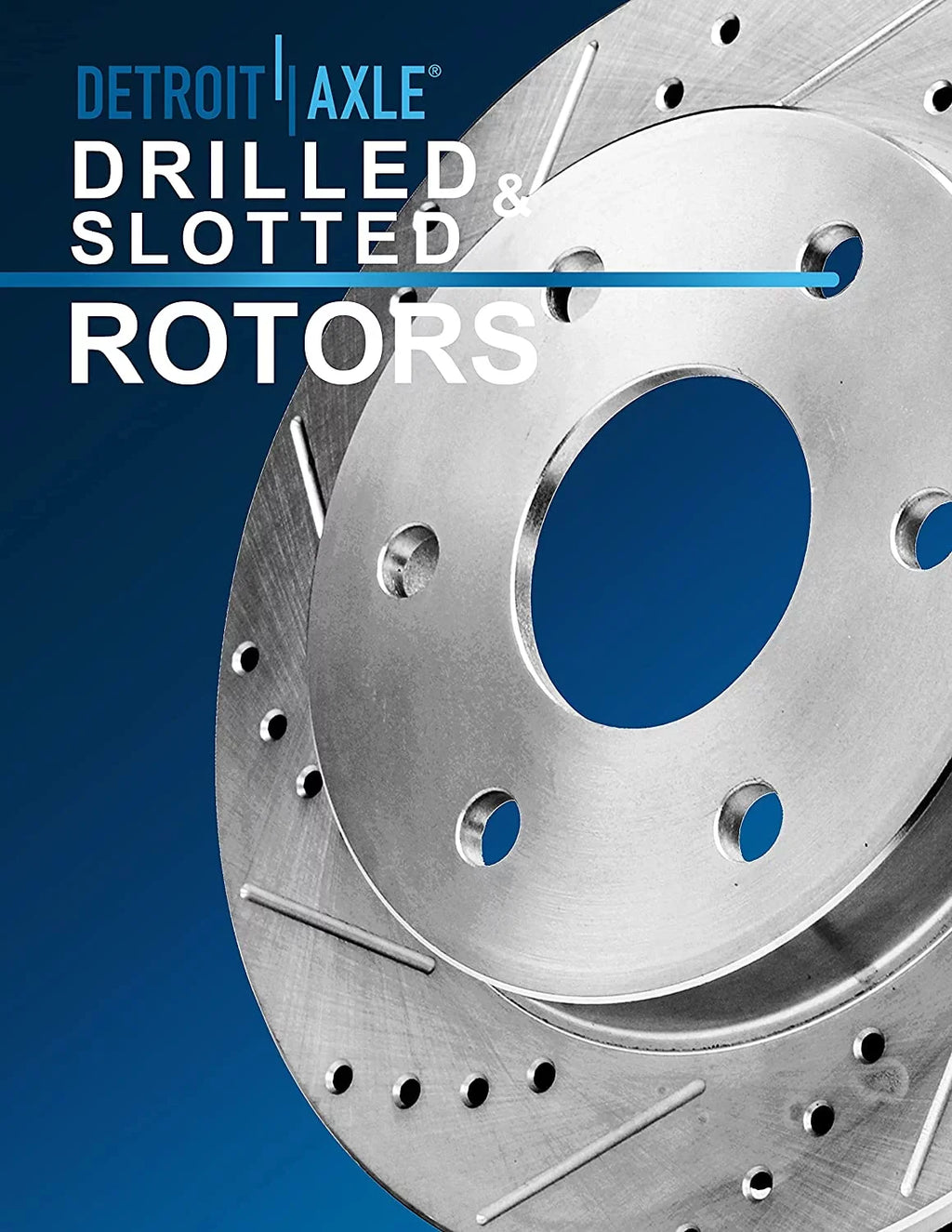 Detroit Axle - Brake Kit For 2012-2020 Ford F-150 Drilled & Slotted Disc Brake Rotors And Ceramic Brakes Pads 2013 2014 2015 2016 2017 2018 2019 Front And Rear Replacement