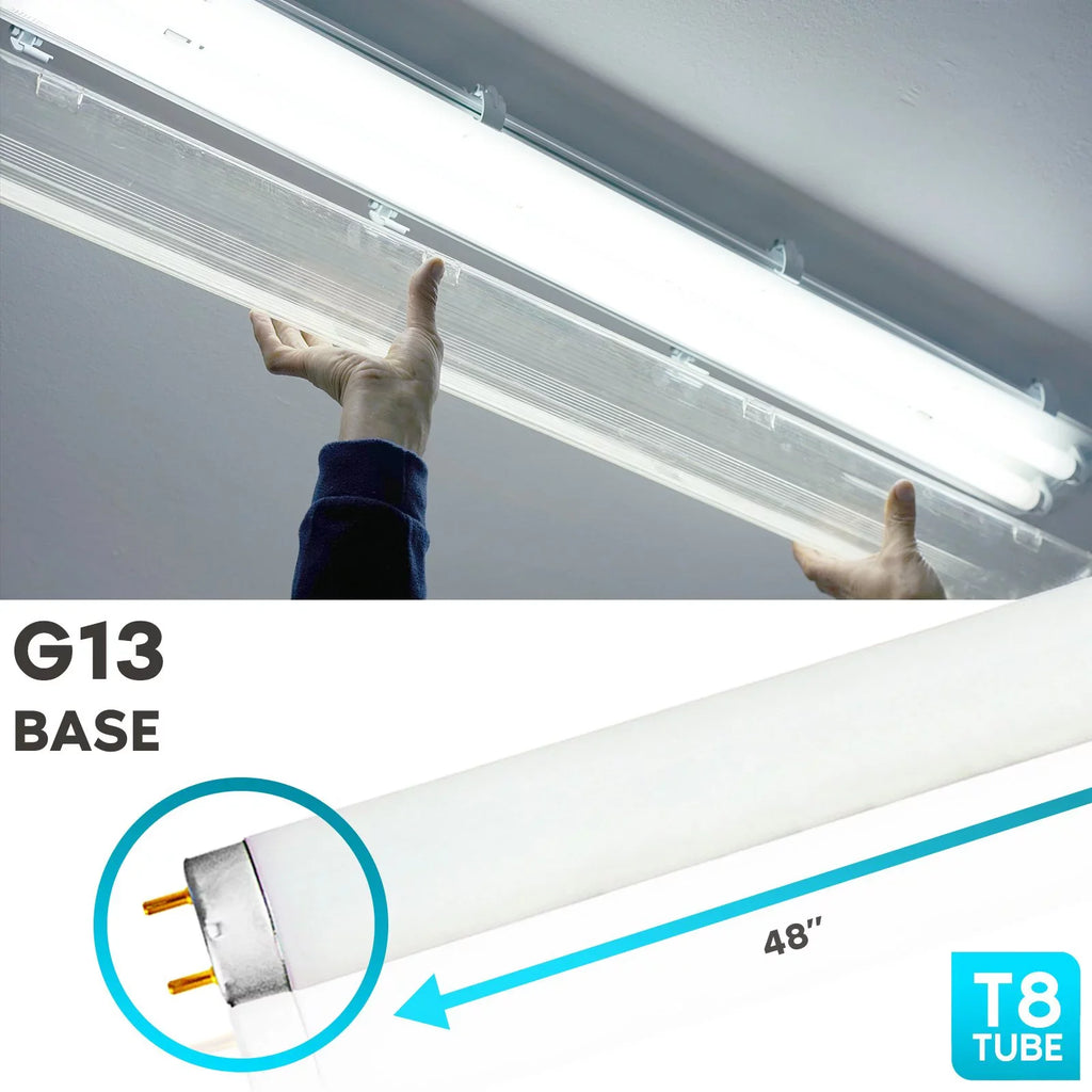 Luxrite F32T8/850 32W 48 Inch T8 Fluorescent Tube Lamp Bulb, 5000K Bright White, 2800 Lumens, G13 Medium Bi-Pin Base, Lr20734, 12-Pack
