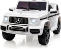 Music, Battery on White Light, G63 Powered AUX, Electric Benz Vehicle, Lock Car, Bluetooth, Ride Car LED w/Remote Kids Electric Safety Control, Suspension, Licensed 12V Spring Horn,