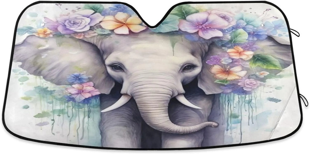 Sedans Shade Windshield Sun GZHJMY for Vehicle Cool Shade SUV Elephant for Truck,55"x27.6" Most Car Your Rays Foldable Blocks Shield UV Protector-Keeps Sun