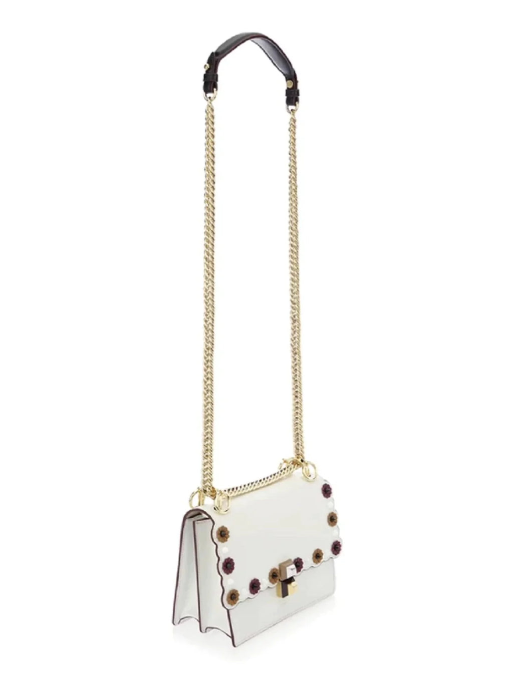 Flowers Leather Multi Kan Color Chain Fendi New White I Bag