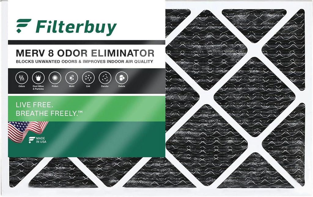 AC 14x25x1 MERV Activated 8 Filterbuy Filters Eliminator (1-Pack) Furnace Carbon Pleated with HVAC Air Odor