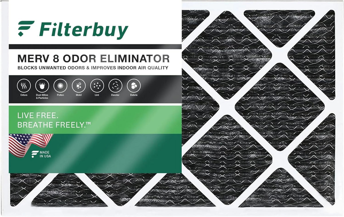AC 14x25x1 MERV Activated 8 Filterbuy Filters Eliminator (1-Pack) Furnace Carbon Pleated with HVAC Air Odor