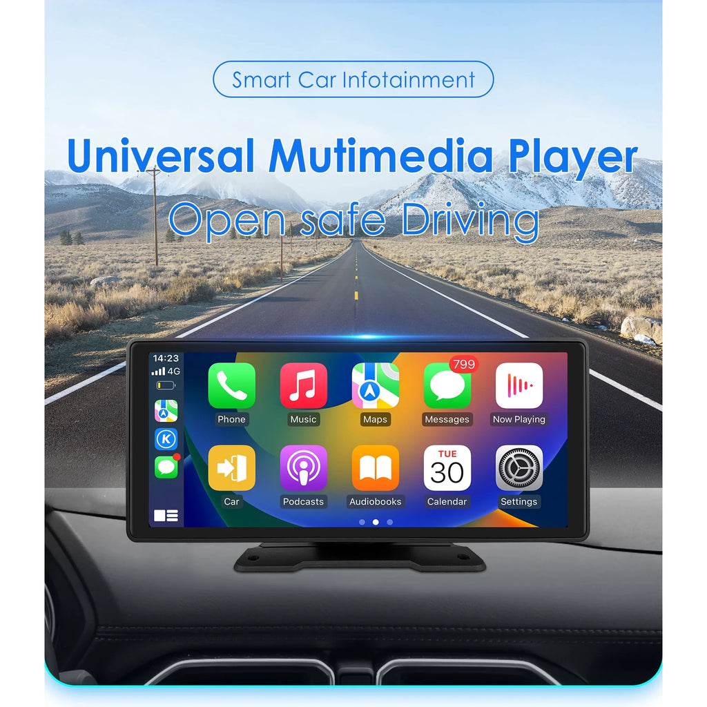 10.26" Touchscreen Apple Carplay Android Auto Fm Car Radio Stereo Head Unit 360° Adjustable Bluetooth Mirror Link Gps Navigation Player
