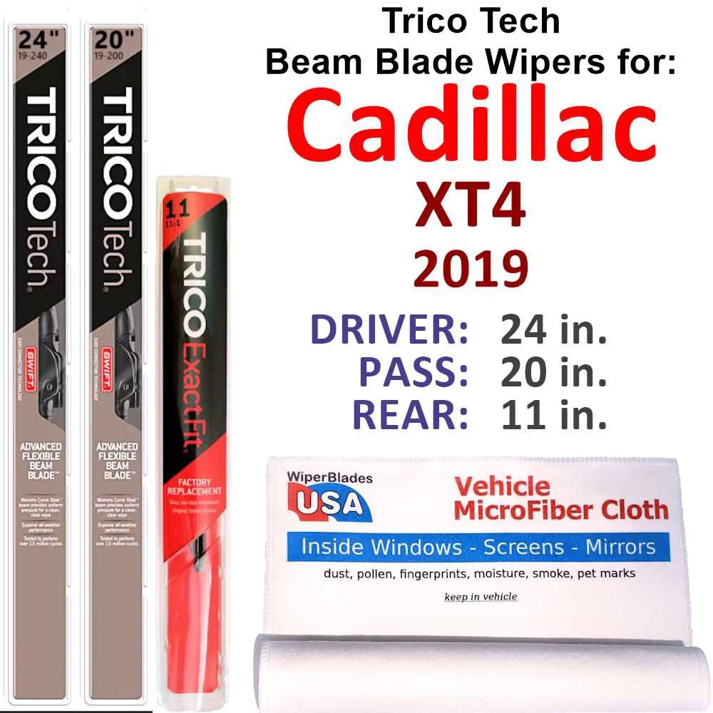 2019 Cadillac Xt4 Beam Blade Wipers (Set Of 3) W/Rear Wiper
