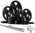 Grip Plate ft Rubber Bar Olympic (New) Set 395 Fitness w/7 Weight French lbs