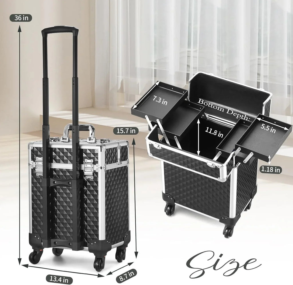 Trolley Cosmetic Makeup Joligrace Rolling Organizer Case Makeup Large Box