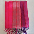 Silk Tricolor Vegan Striped Thick - Pink/Purple Shawl