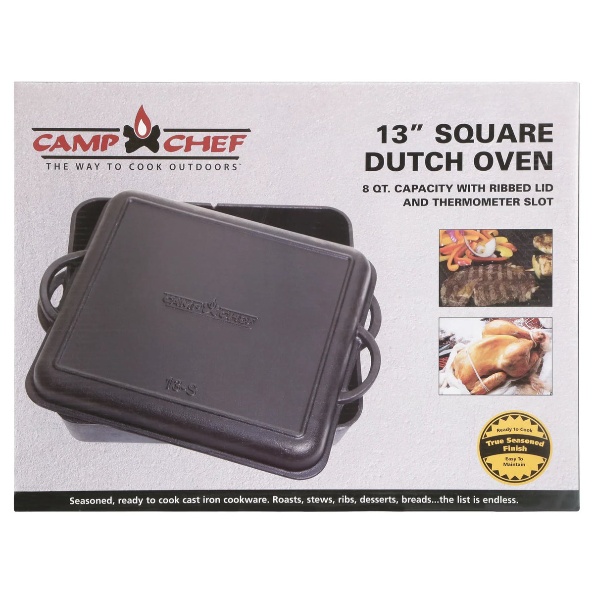 Square, 13" Iron 13" DO13S Cast Chef Dutch Quarts, Oven x Camp 8