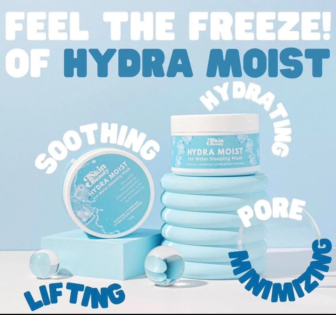 Beauty PRINTED Hydra Ice Skin - J Jars Moist Mask DATES NO 2 liquid EXPIRY Sleeping