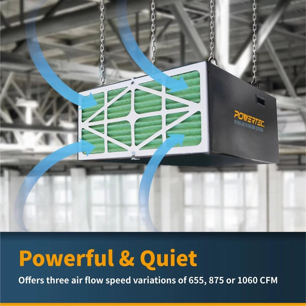 Powertec Remote Controlled 3-Speed Air Filtration System (655/875/1060 Cfm) Af1045
