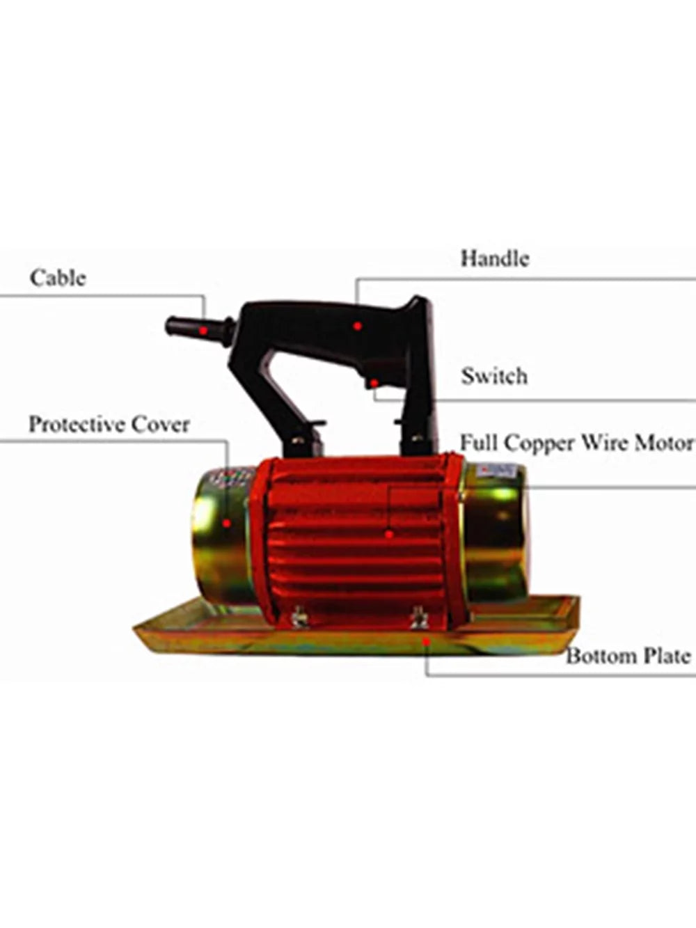 Troweling Vibrator Plate Vibrating Handheld 220V Flat Machine TECHTONGDA Concrete Cement