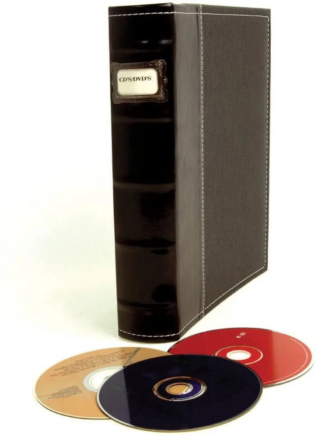 Bellagio-Italia Cd/Dvd Storage Binder Set - Black - Leather - 6 Pack - 288-Disc Capacity - Storage Organizer For Dvds, Cds, Blu Rays, & Video Games - Acid-Free Binder Organizer Sheets