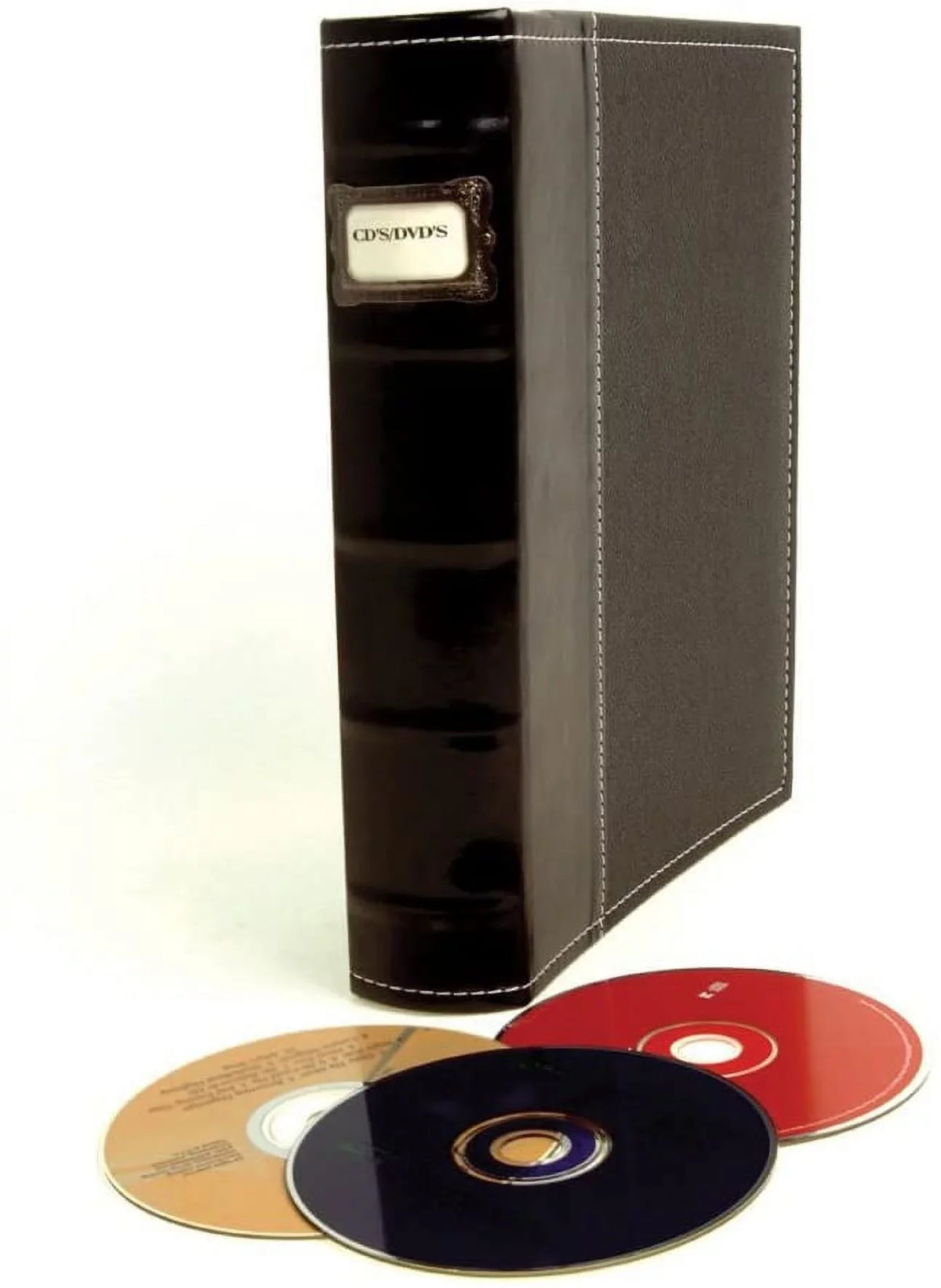 Bellagio-Italia Cd/Dvd Storage Binder Set - Black - Leather - 6 Pack - 288-Disc Capacity - Storage Organizer For Dvds, Cds, Blu Rays, & Video Games - Acid-Free Binder Organizer Sheets