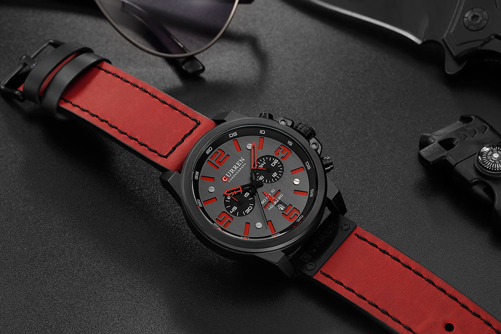 8314 Display Time Leather Minute CURREN Brand Wristwatch Watch Watch Men Quartz Hour Calendar Watch