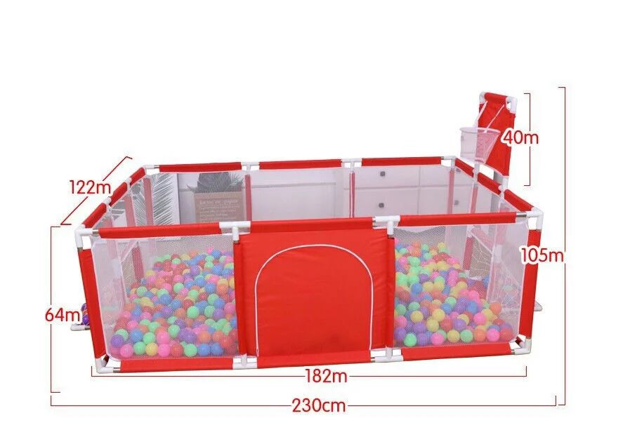 Jahyshow Large 70In Baby Playpen - Foldable Playard With Breathable Mesh-Red