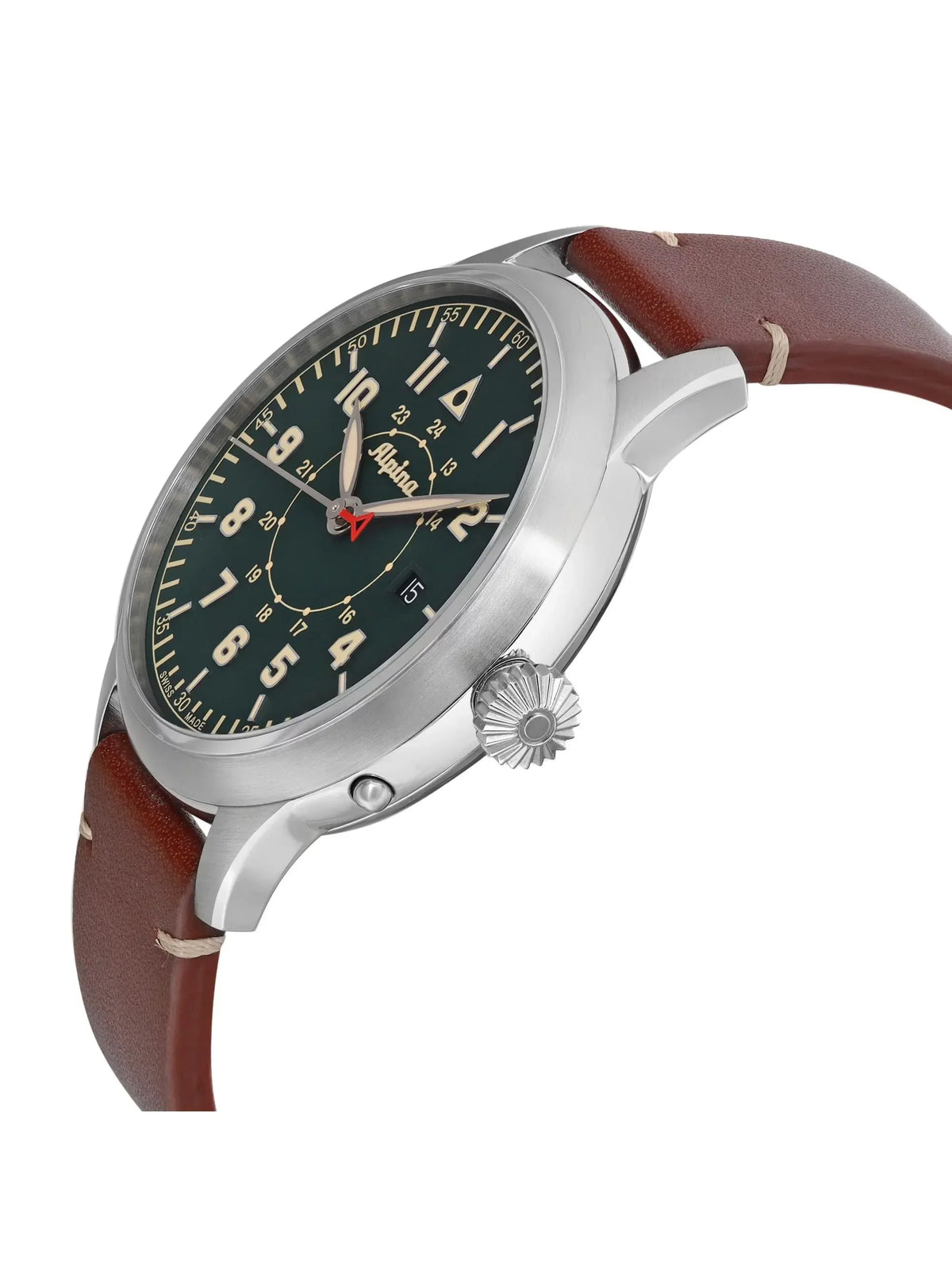 Alpina Pilot Heritage Startimer 44Mm Steel Green Dial Mens Watch Al-525Kbg4Sh6