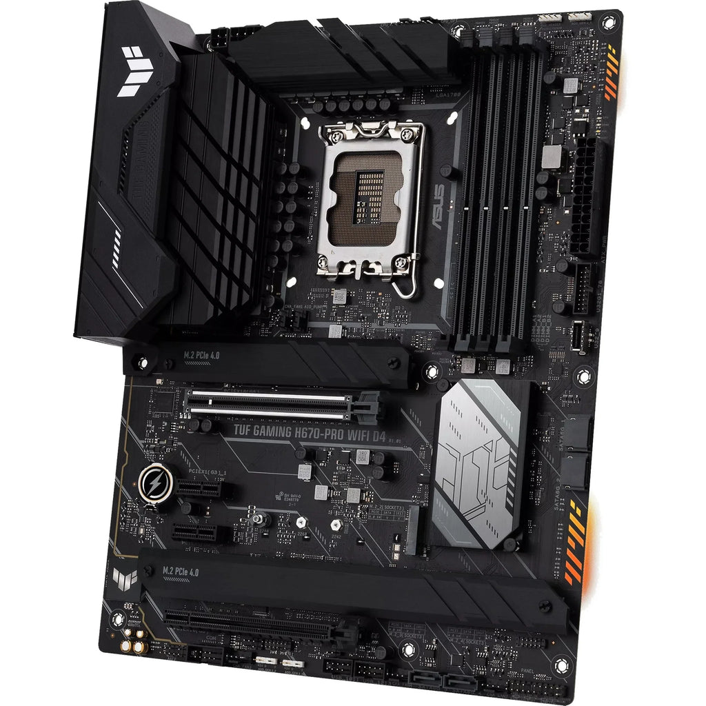 LGA 12th Front WiFi LAN, WIFI TUF 3.2 Gb D4 ATX 5.0, Gen) ASUS H670-PRO (Intel (PCIe 14+1 4xPCIe M.2 1 2.5 6, Gaming 4.0 Slots, 1700 Motherboard DDR4, USB DrMOS, Type-C) GAMING &13th Gen