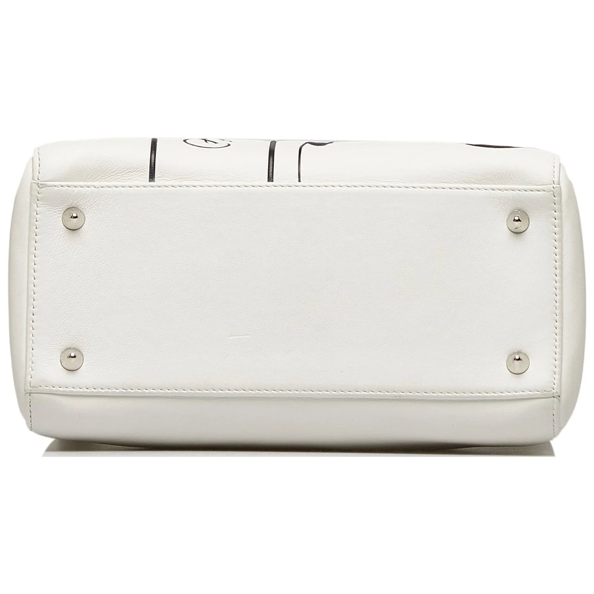 Dior White Lambskin Authenticated Leather Satchel Lady Unisex Pre-Owned Paradise (Good) Medium