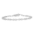 .925 Sterling Silver 1/2 Cttw Miracle-Set Diamond Pear Shaped Link Bracelet (I-J Color, I3 Clarity) - 7.25"