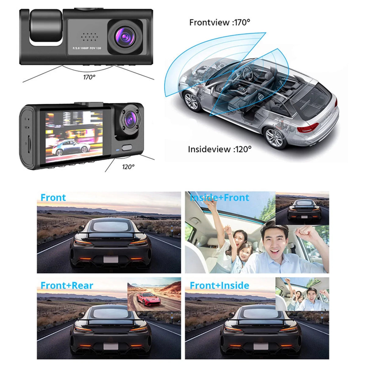 Auto Camcorder, 3 Video Safety Car Cameras, with Dash Driving Nebublu Recorder Recording Camera
